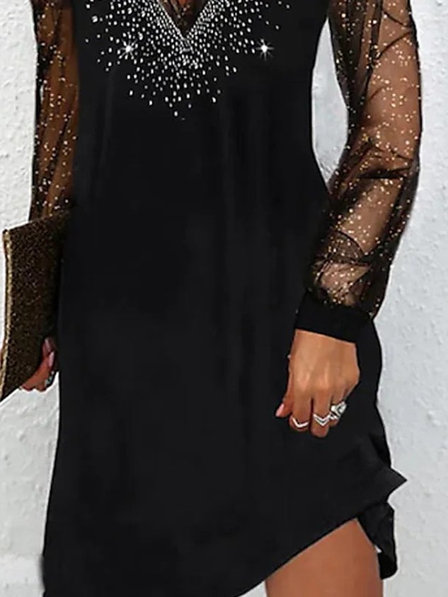 V-Ausschnitt Freizeitkleid Mit Nein
