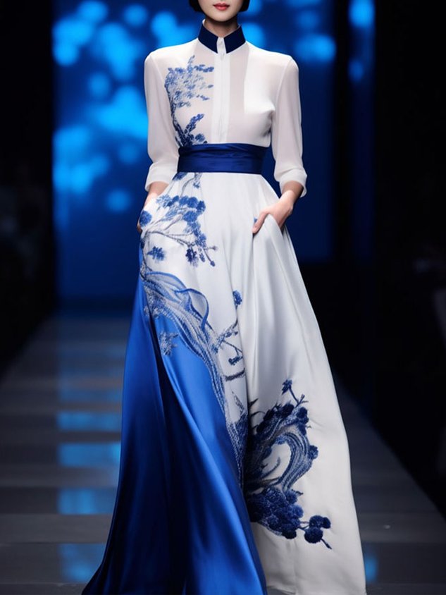 Regular Fit Pocket Stitching Satin Elegant Skirt With Belt