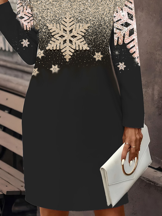 Rundhals Weihnachten Regelmäßige Passform Freizeitkleid Mit Nein