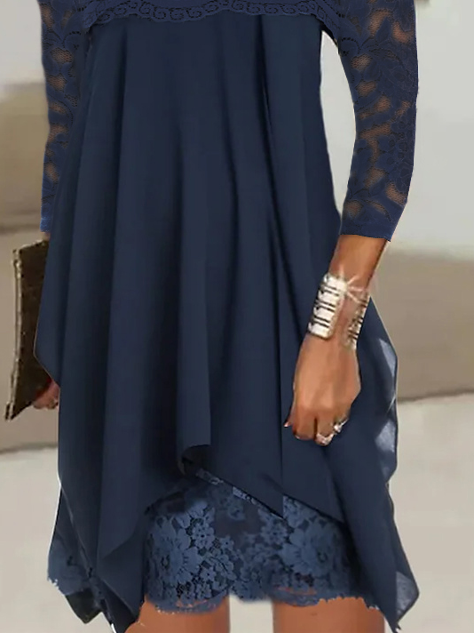 Rundhals Party Chiffon Tunika Kleid