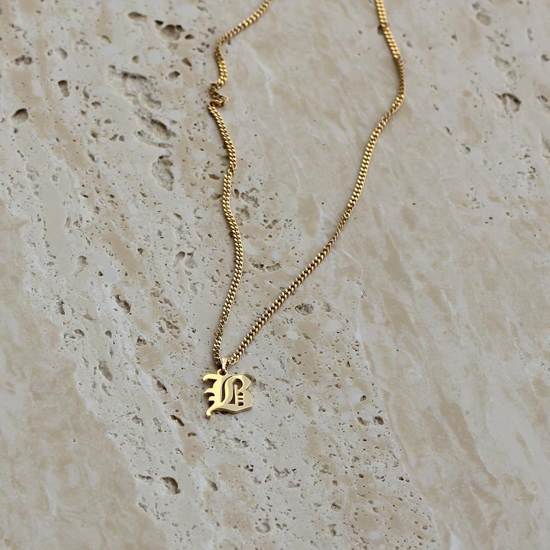 Camille Vintage English Letter Necklace