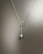 Vintage Circle‑Loop Adjustable Pearl Drop Y‑Shaped Necklace