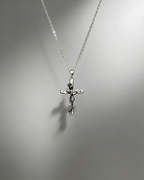 Vintage Twisted Cross Silver‑Plated Necklace