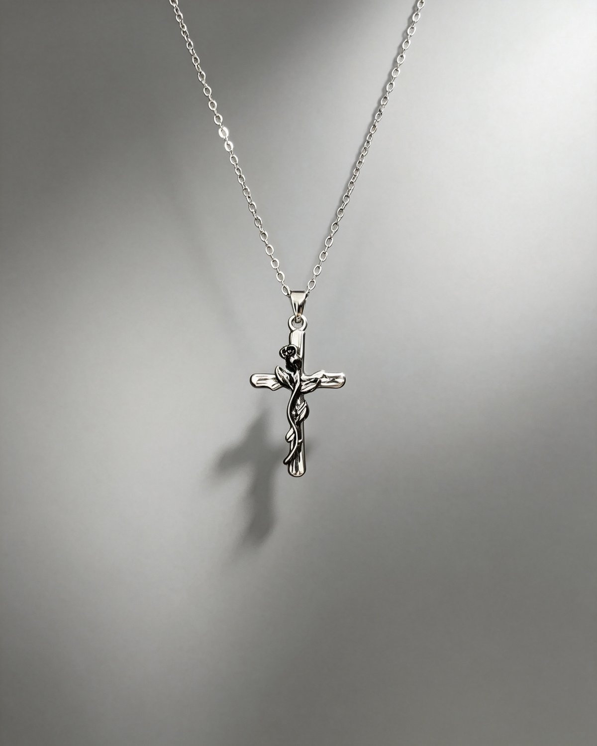 Vintage Twisted Cross Silver‑Plated Necklace