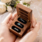 Engagement/Anniversary, Wedding Ceremony Ring Bearer Box for 3 Rings, Couples Newlyweds Valentine's Day Gift