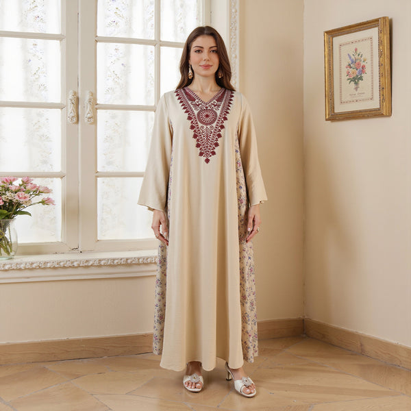Muslim embroidered printed robe