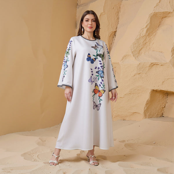 Printed rhinestone ladies robe Muslim women dress