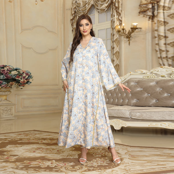 Muslim robe printed embroidery clothing