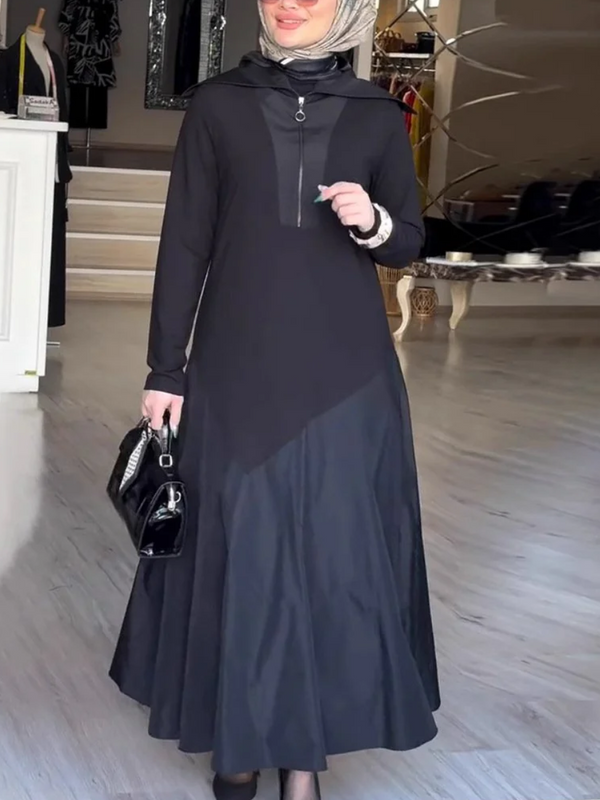 Colorblock Top Wide Skirt Fashionable Temperament Two-piece Set