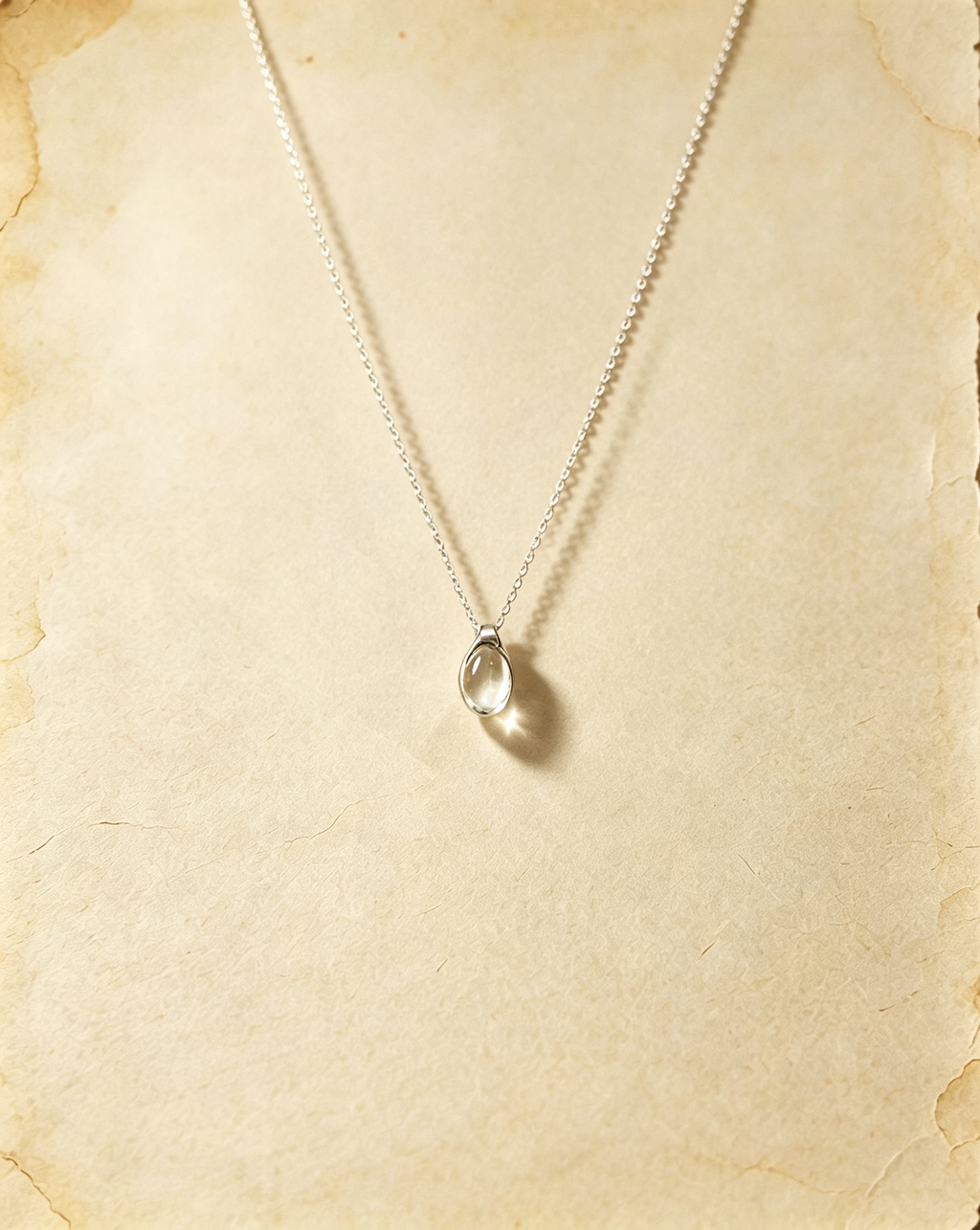 Vintage Teardrop Blue Crystal Silver‑Plated Necklace