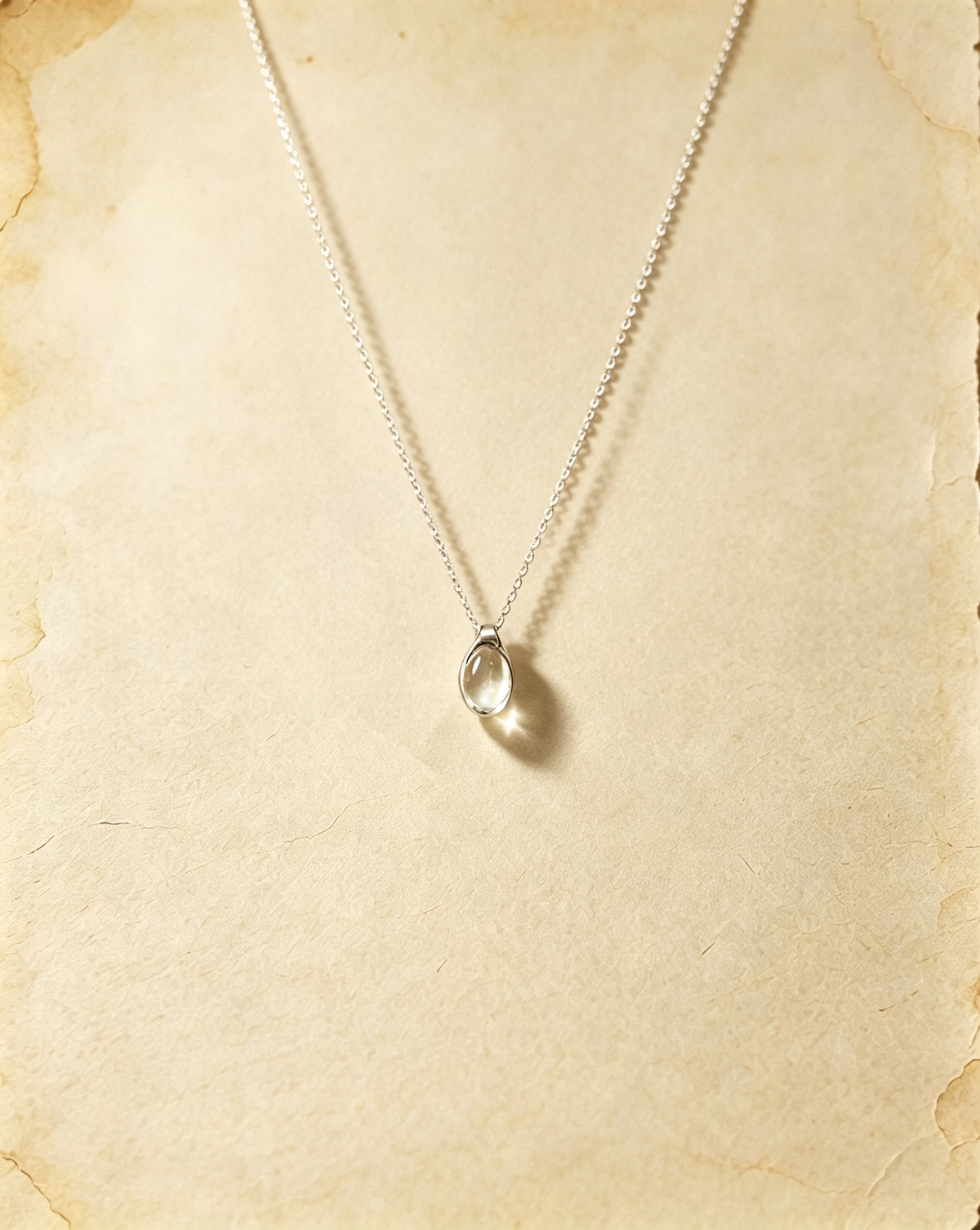 Vintage Teardrop Blue Crystal Silver‑Plated Necklace