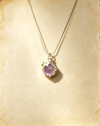 Hand‑wrapped Raw Blue Crystal Pendant Necklace With Flower Charm