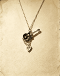 Vintage Guitar‑Shaped Pendant Necklace With Heart Charm