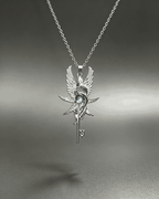 Vintage-Grey Moonlight Wand silver necklace of the Eye of the Devil