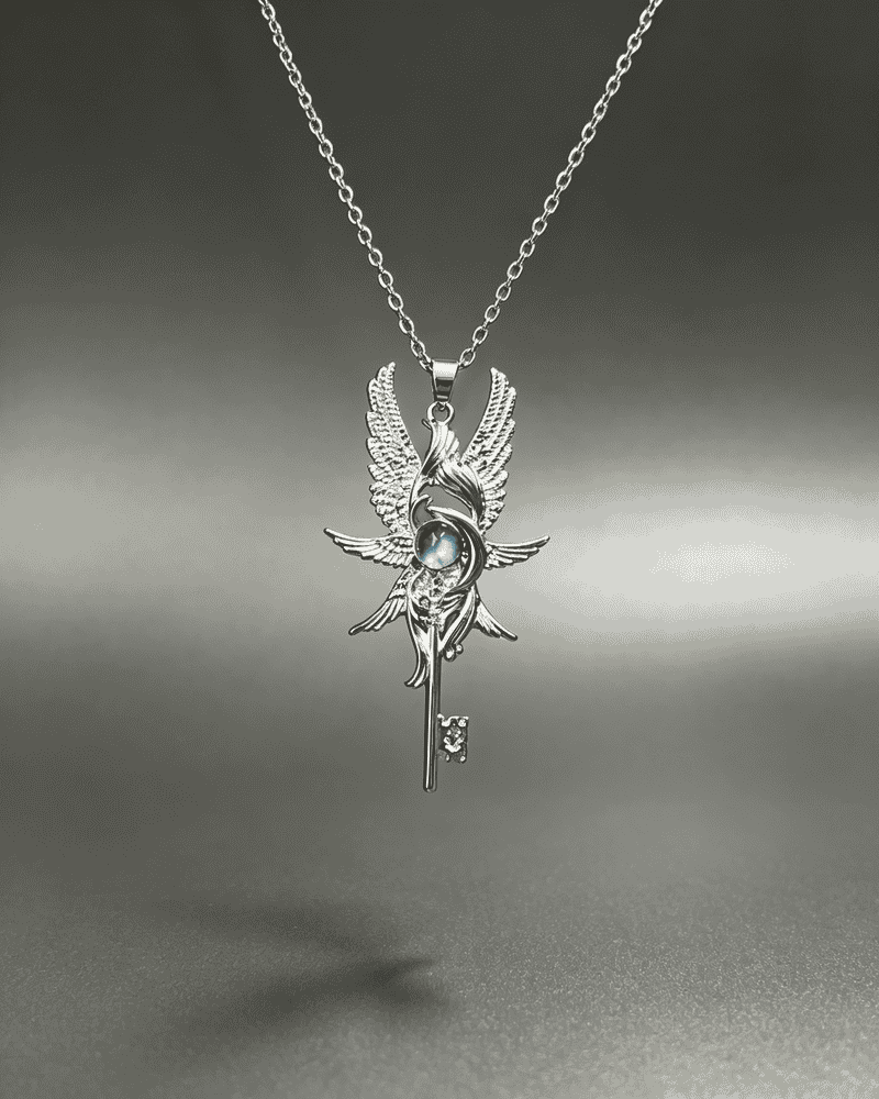 Vintage-Grey Moonlight Wand silver necklace of the Eye of the Devil