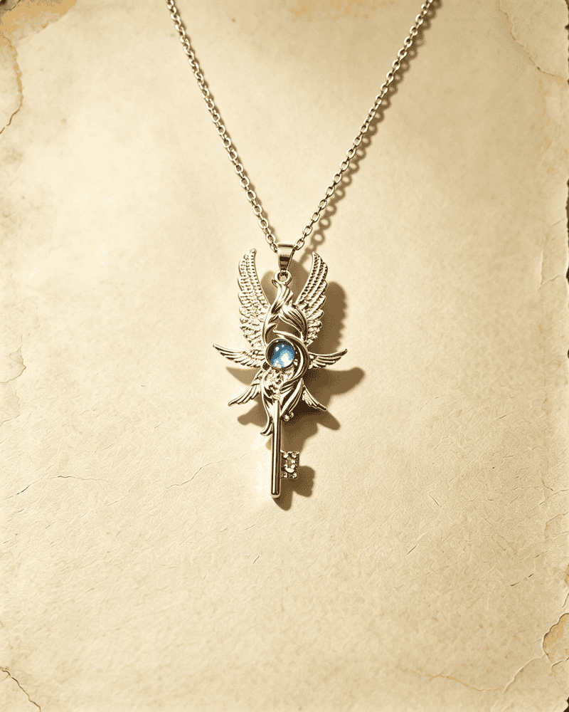 Vintage-Grey Moonlight Wand silver necklace of the Eye of the Devil