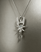 Vintage-Grey Moonlight Wand silver necklace of the Eye of the Devil