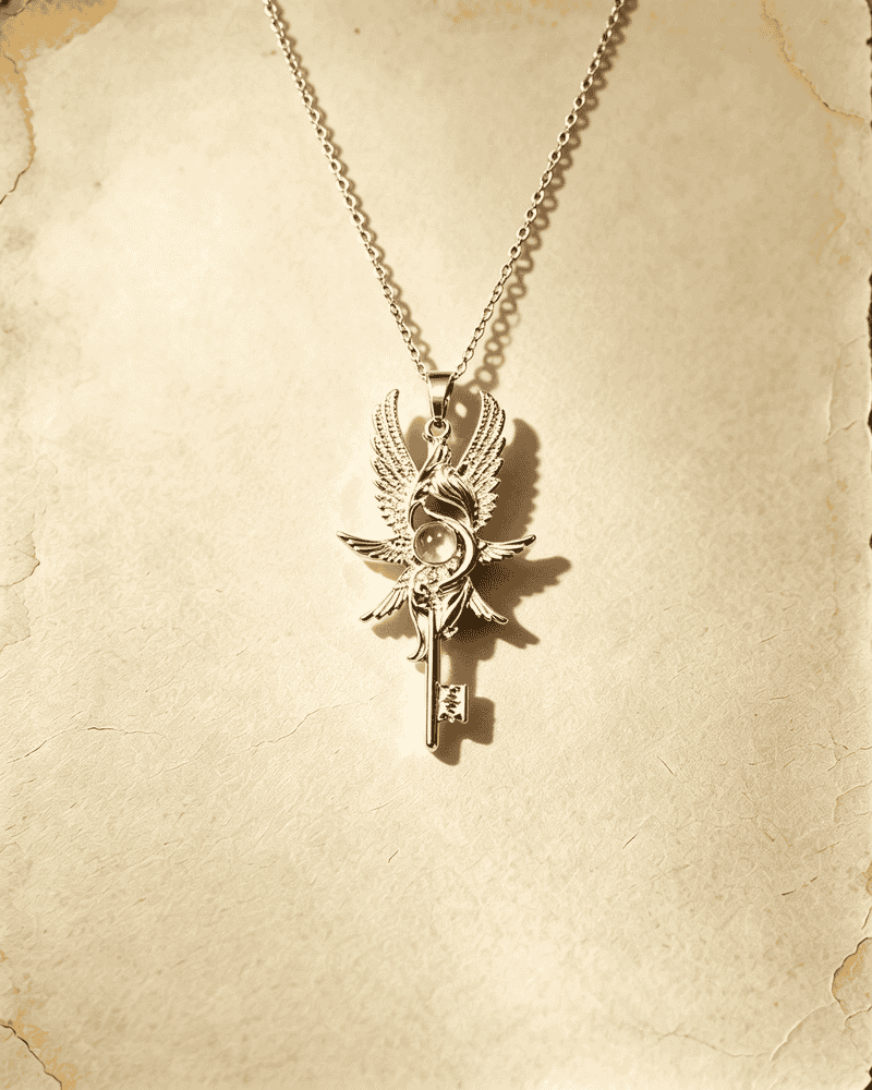 Vintage-Grey Moonlight Wand silver necklace of the Eye of the Devil