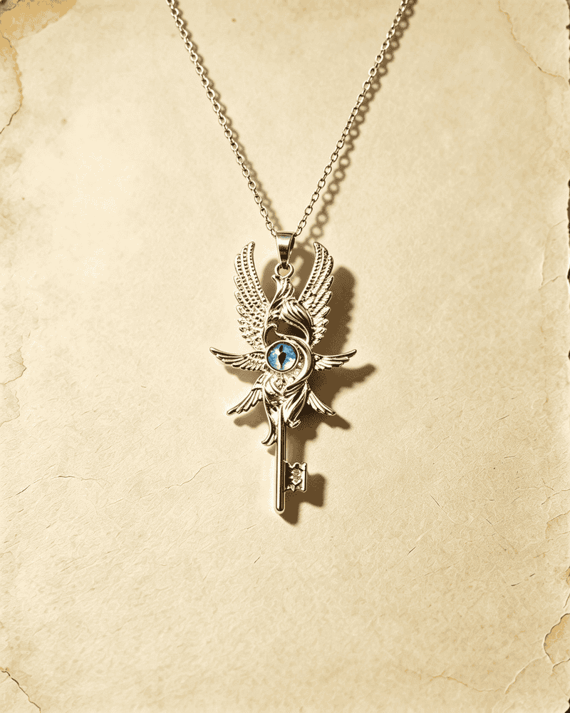 Vintage-Grey Moonlight Wand silver necklace of the Eye of the Devil