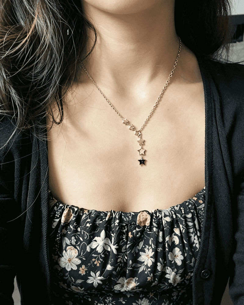 Vintage Cascading Falling Star Pendant Necklace