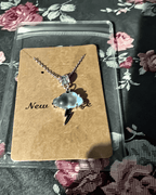 Vintage Storm Lightning‑Shaped Blue Enamel Pendant Necklace