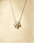 Vintage Hollow‑Flower Shiny Rhinestone Pendant Necklace