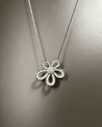 Vintage Hollow‑Flower Shiny Rhinestone Pendant Necklace