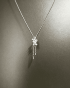 Vintage Delicate Gardenia Flower Tassel Pendant Necklace