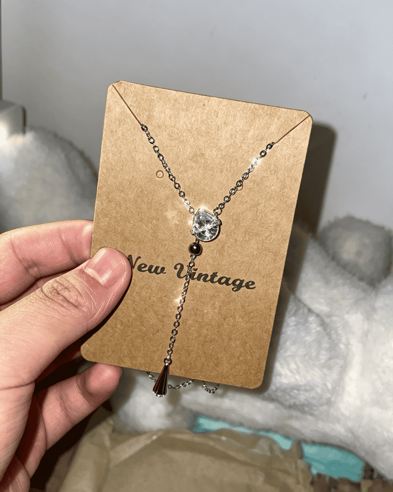 Vintage Y‑Shaped Waterdrop Crystal Tassel Pendant Necklace