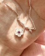 Vintage Twig‑Shaped Chain Small Flower Crystal Pendant Necklace