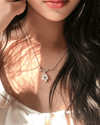 Vintage Twig‑Shaped Chain Small Flower Crystal Pendant Necklace