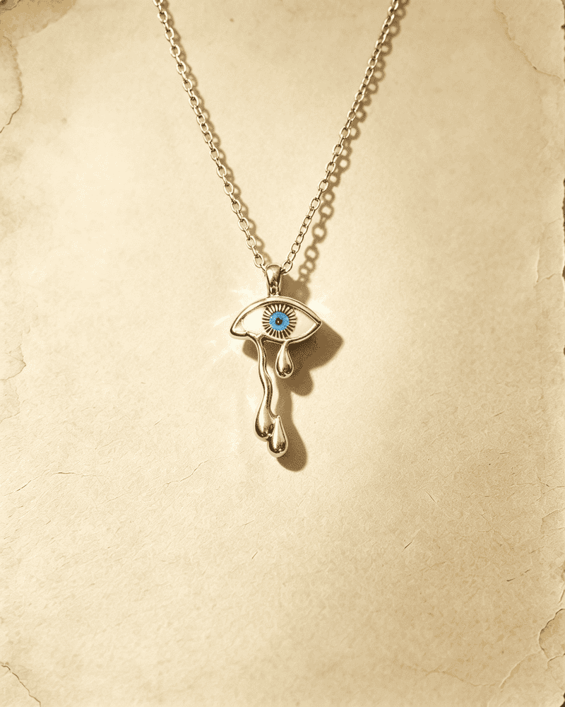 Vintage Evil‑Eye Teardrop Drop Pendant Necklace
