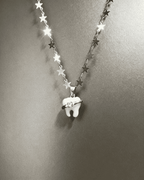Vintage Star‑Chain White Tooth Pendant Necklace
