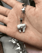 Vintage Star‑Chain White Tooth Pendant Necklace