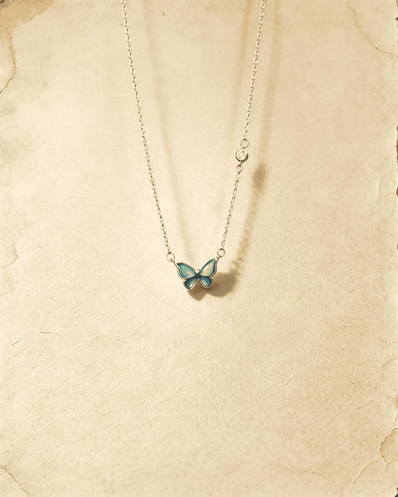 Vintage Color‑Shift Butterfly Pendant Necklace