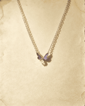 Vintage Tiny Blue‑Wing Butterfly With Pearl Pendant Necklace