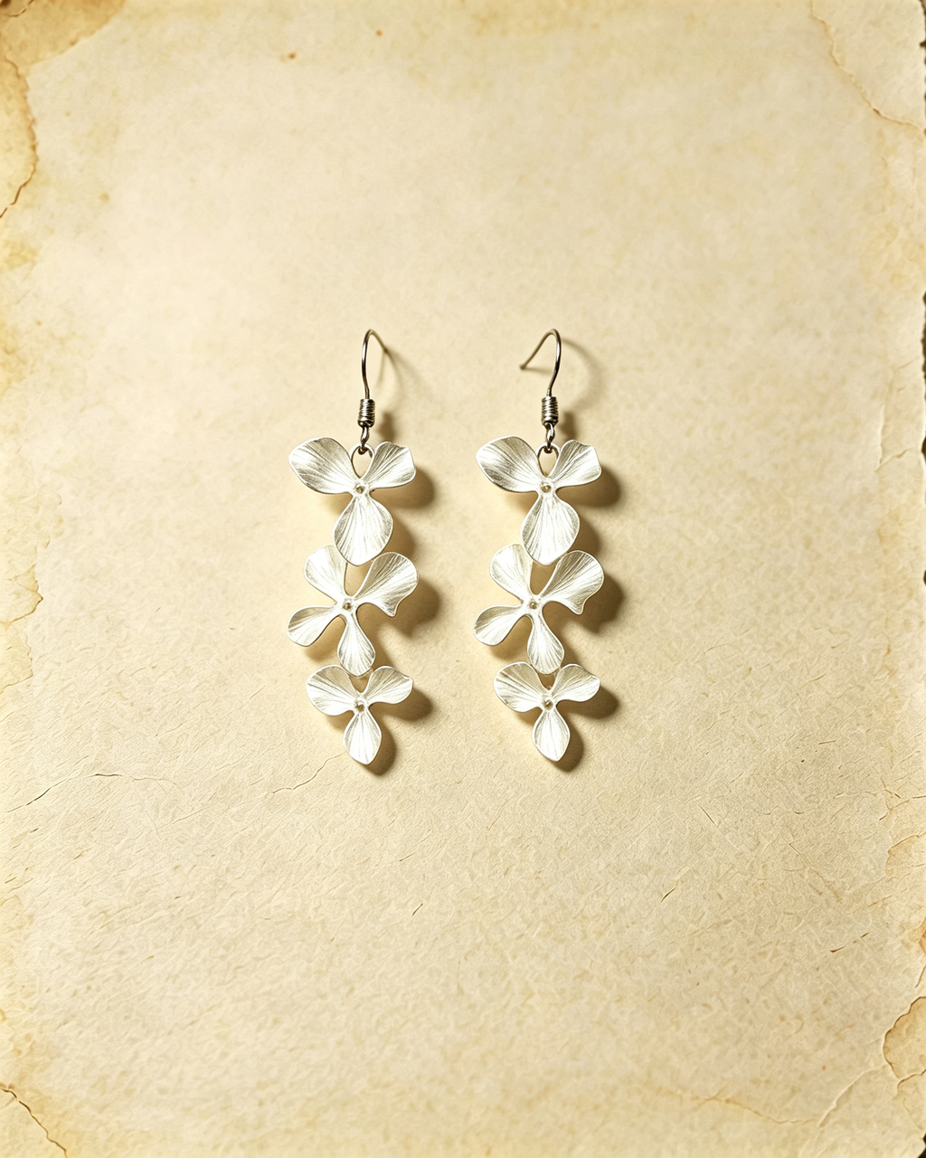 Vintage Layered Flower Drop Dangle Earrings