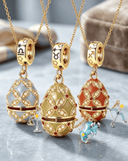 Enamel Christmas Egg – Zodiac-Themed Openable Lucky Egg Pendant Necklace