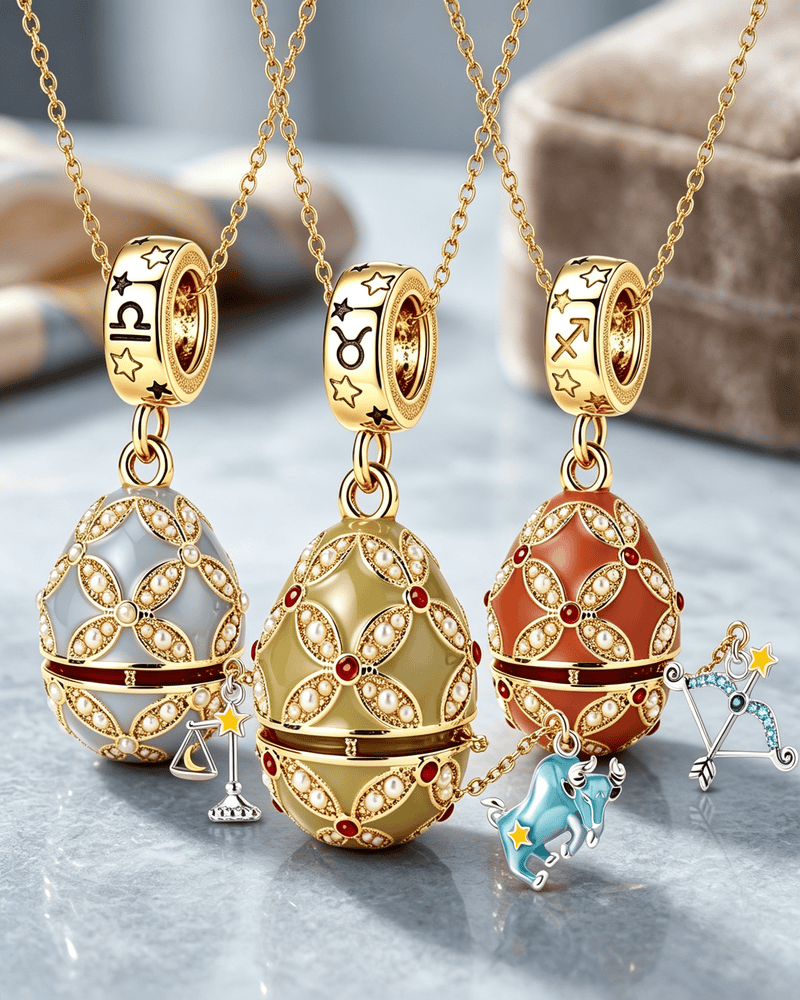 Enamel Christmas Egg – Zodiac-Themed Openable Lucky Egg Pendant Necklace