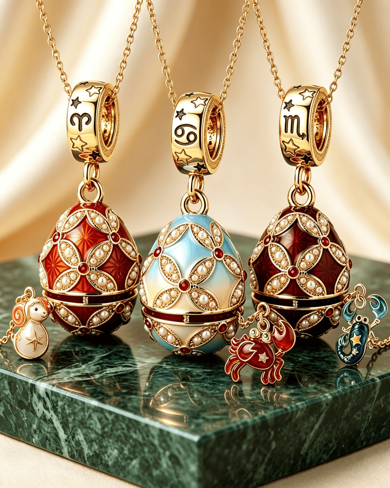Enamel Christmas Egg – Zodiac-Themed Openable Lucky Egg Pendant Necklace