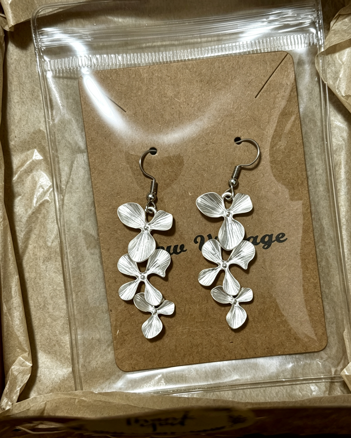 Vintage Layered Flower Drop Dangle Earrings