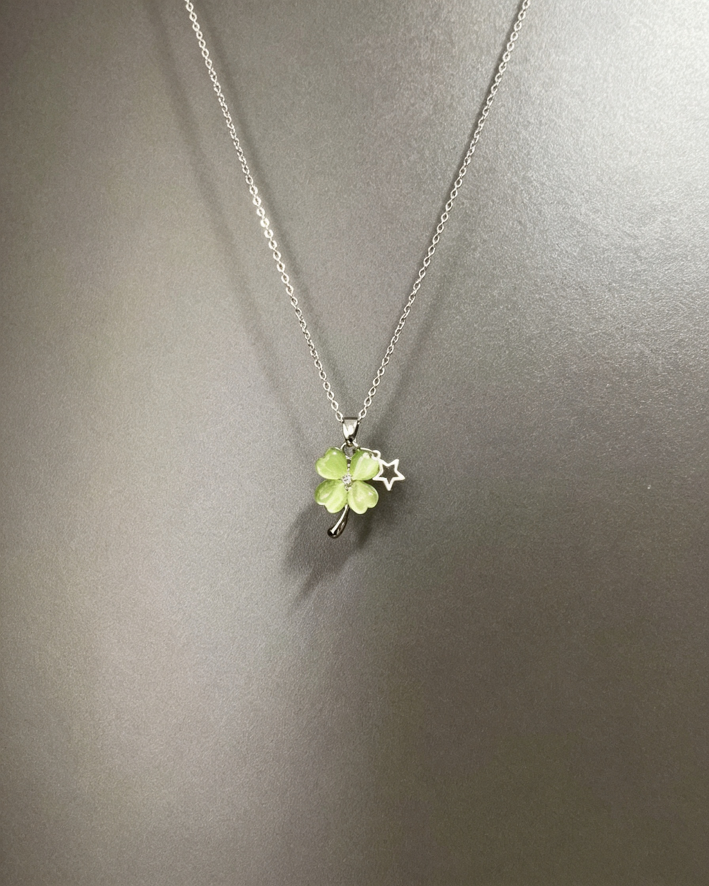 green  Four‑Leaf Clover Necklace