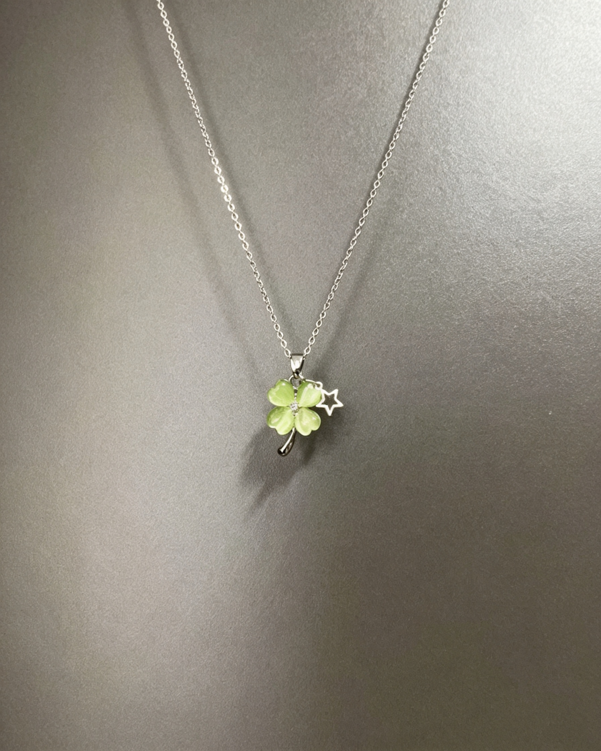 green  Four‑Leaf Clover Necklace