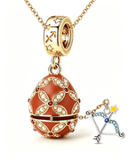 Enamel Christmas Egg – Zodiac-Themed Openable Lucky Egg Pendant Necklace Sagittarius Necklace