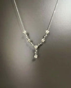 Vintage Rose‑shaped V‑Shaped Rhinestone Pendant Necklace