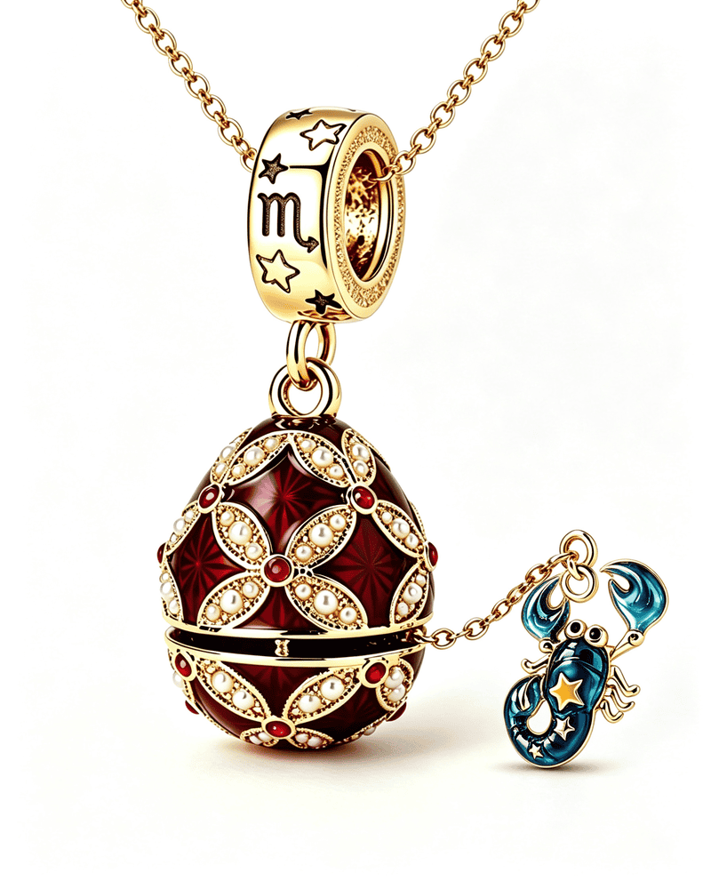 Enamel Christmas Egg – Zodiac-Themed Openable Lucky Egg Pendant Necklace Scorpio Necklace