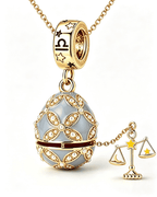 Enamel Christmas Egg – Zodiac-Themed Openable Lucky Egg Pendant Necklace Libra Necklace