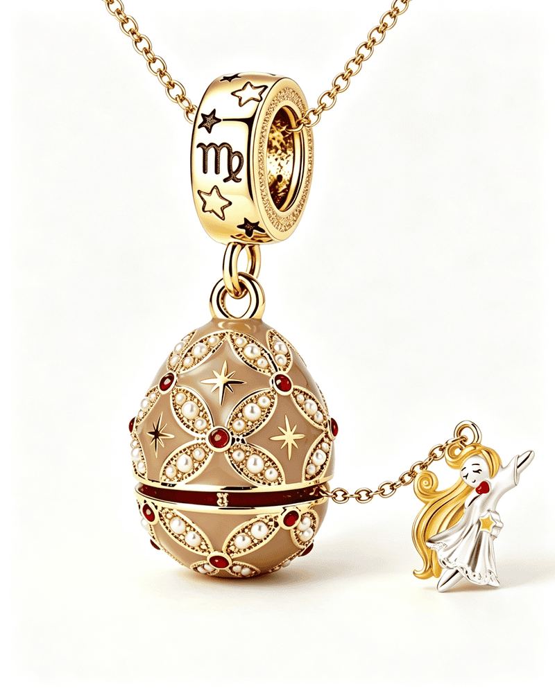 Enamel Christmas Egg – Zodiac-Themed Openable Lucky Egg Pendant Necklace Virgo Necklace