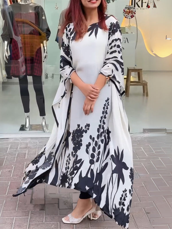 Loose Bat Sleeve Print Skirt