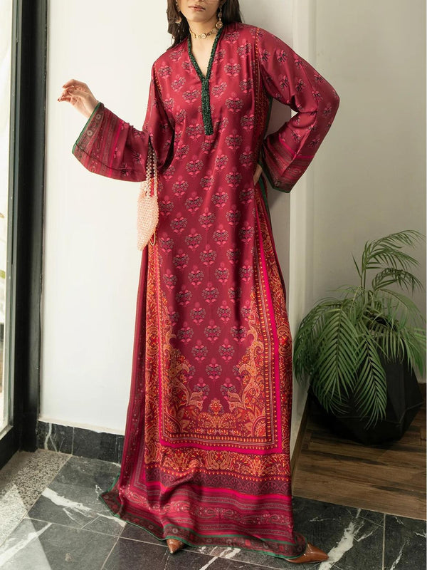 Geometric pearl print elegant Kaftan Dress